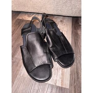 Clarks Vintage Black Leather Slingback Sandals Open Toe Block Heel Womens 10M